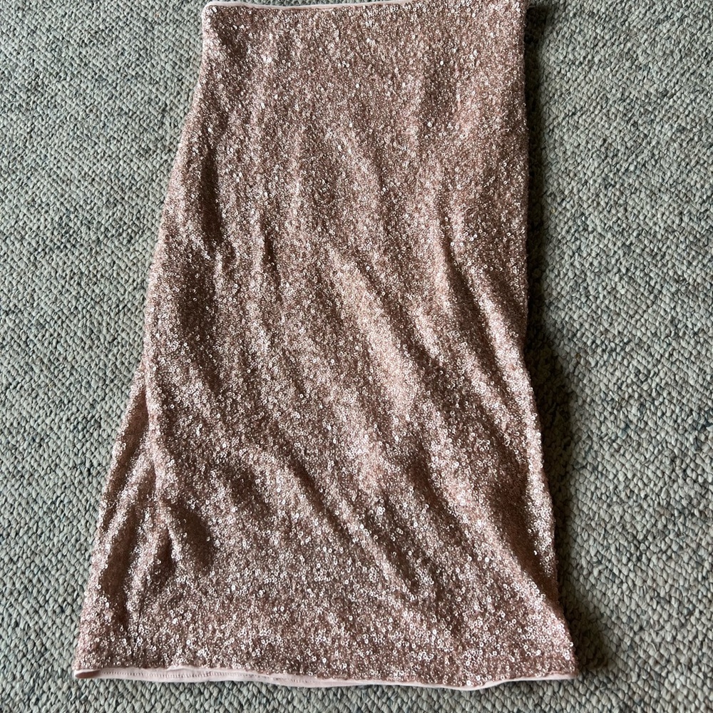 Susana Monaco Sequin Embellished Skirt - Rose Gold Pink SMALL